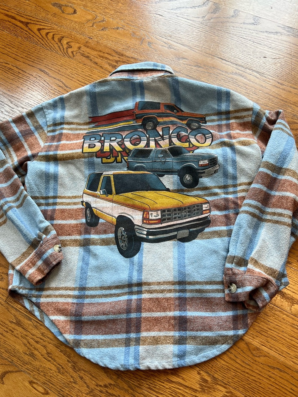 Ford Plaid Bronco Graphic Button-Down Shirt - Blue & Brown